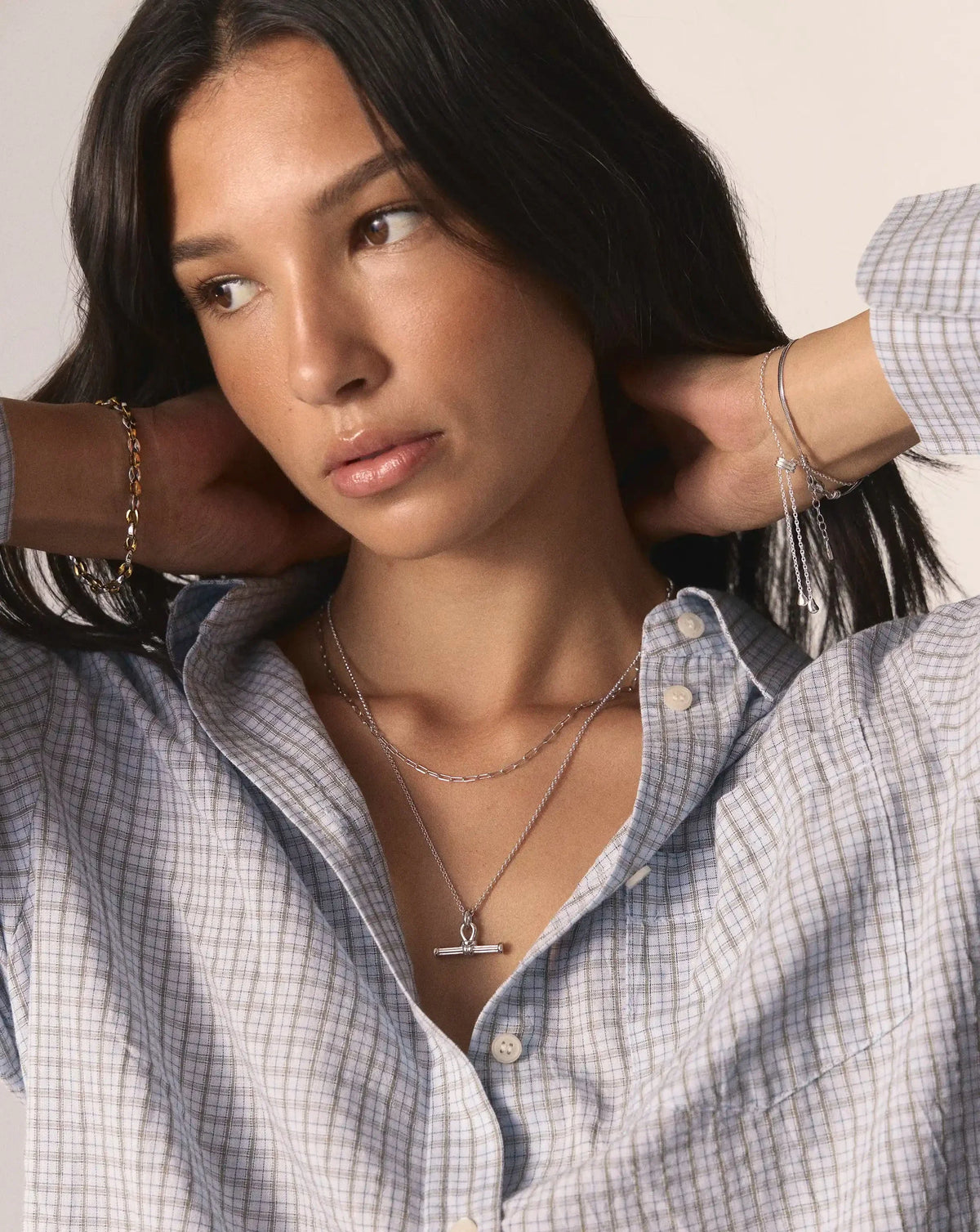 The Founder T-bar Necklace Set | Silver Plated
