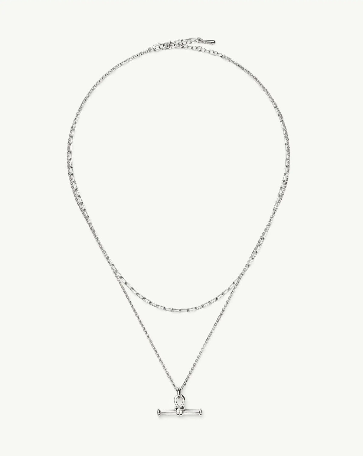 The Founder T-bar Necklace Set | Silver Plated