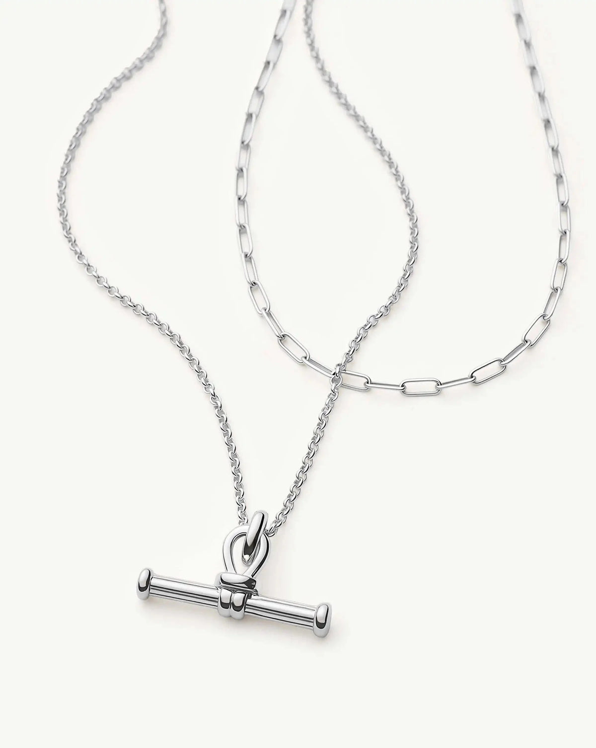 The Founder T-bar Necklace Set | Silver Plated