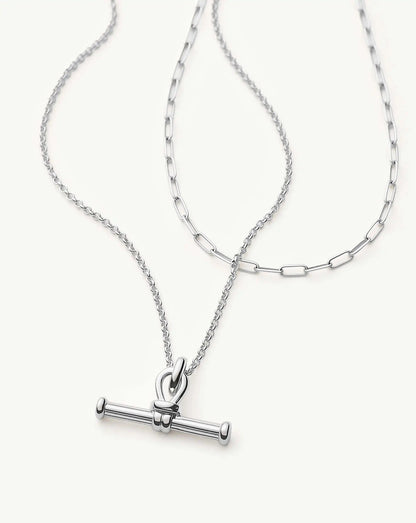 The Founder T-bar Necklace Set | Silver Plated
