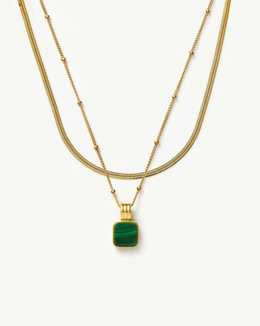 The Malachite Necklace Set | 18ct Gold Vermeil, 18ct Gold Plated