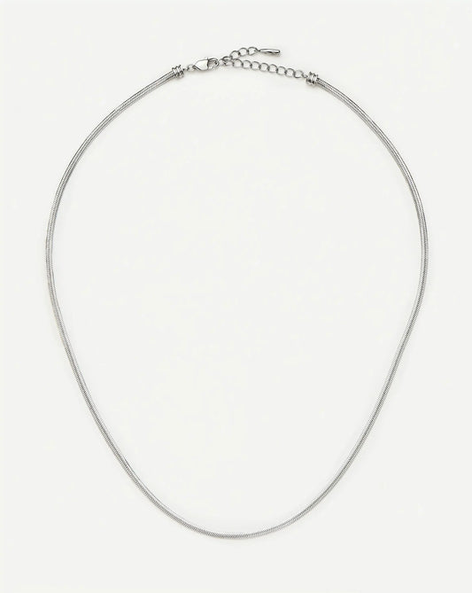 Thin Snake Chain Necklace | Silver Plated