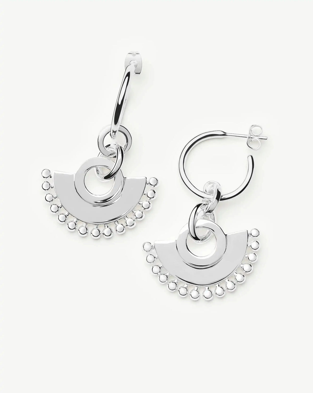 Zenyu Fan Chandelier Hoop Earrings | Silver Plated