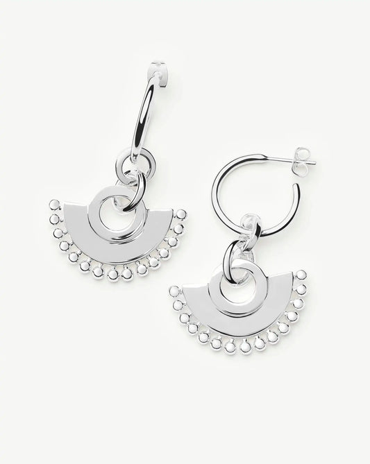 Zenyu Fan Chandelier Hoop Earrings | Silver Plated