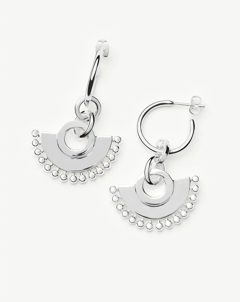 Zenyu Fan Chandelier Hoop Earrings | Silver Plated